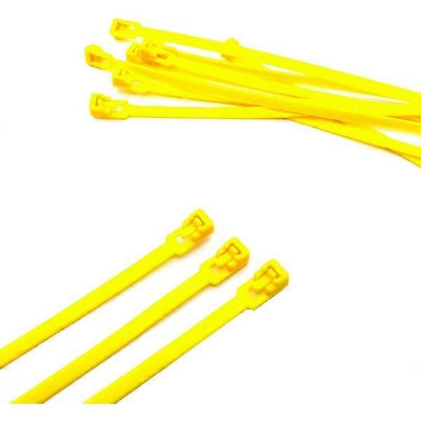 Colliers de serrage réutilisables de 200 mm, 100 pièces (jaune)