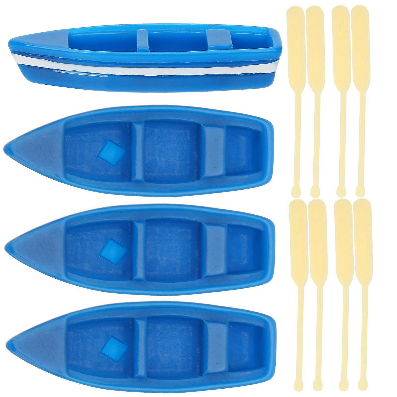 Miniature Boat 4Set Assorted Color Resin Modern Sculptures Craft for DIY Use