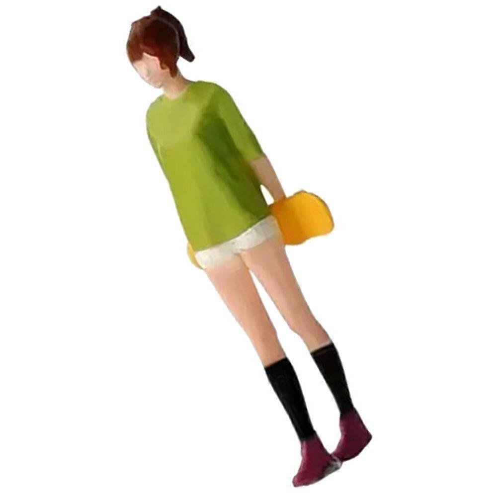 Skateboarding Girl Figure Miniature Resin Decor for Building Sand Table and Micro Landscape Layout 3.54 Inches