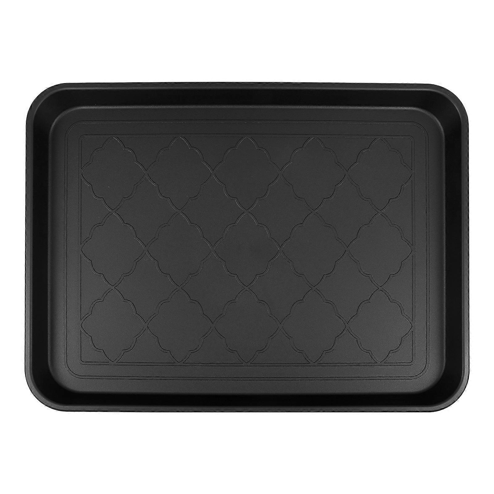 Black Plastic Shoe Organizer Tray for Storage with Nonslip Design and Spacious Capacity 12.5 x 8.3 inches