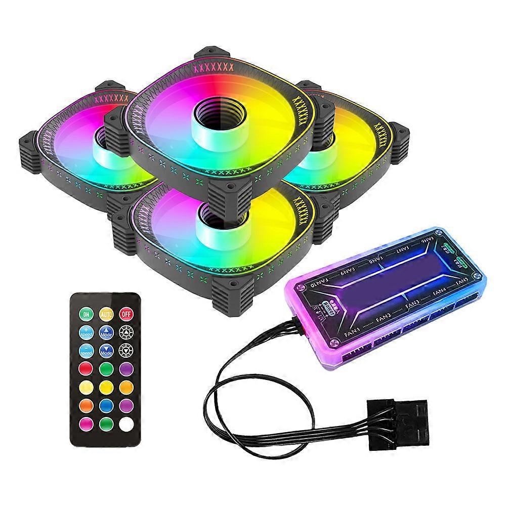 Cooling Fan Pc Case Components For Cafes Black Square 14.00X8.00X2.00cm Lighting Synchronization 6-Piece Set