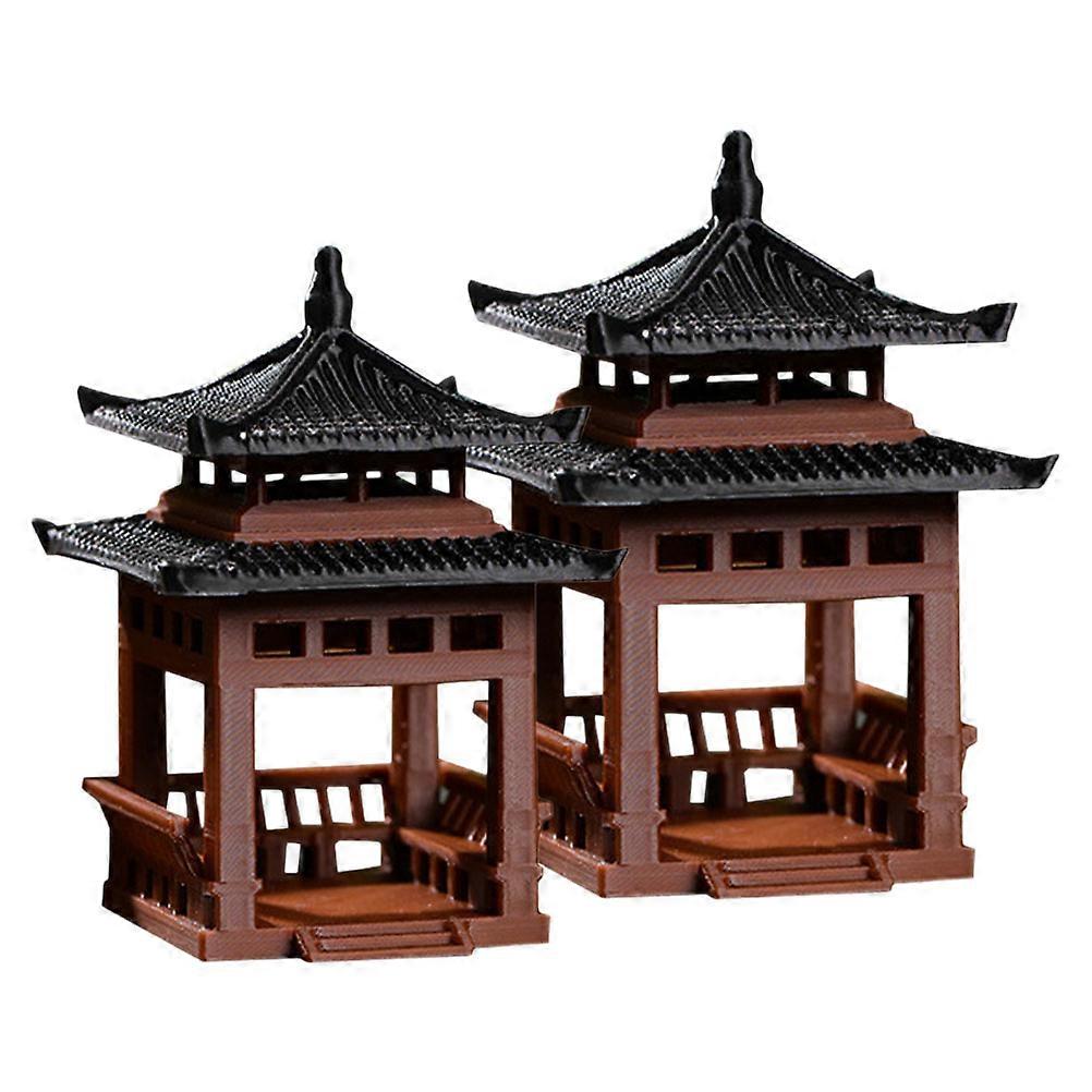 2pcs Mini Pavilion for Fish Tank Landscaping Simulation Statue Aquarium Decoration