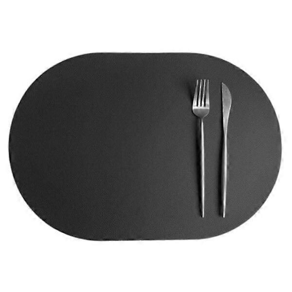 4-pack konstläder oval bordstablett svart 43x30cm