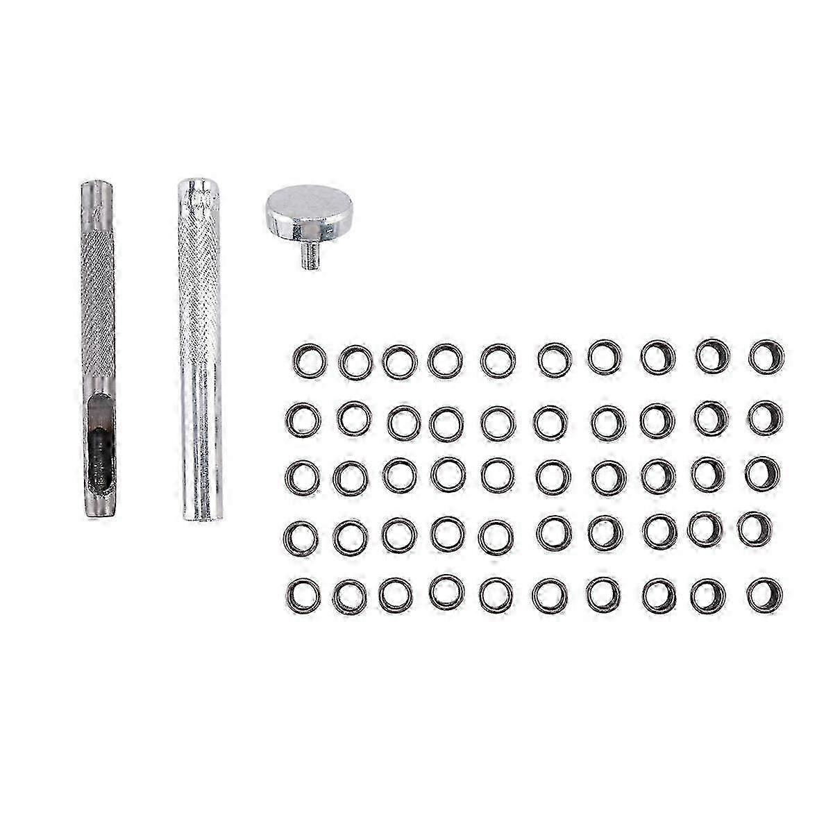 Eyelet Hole Punch Tool Kit with 50 Gunmetal 6mm Eyelets - Perfect for DIY Kydex Sheath & Craft Projects