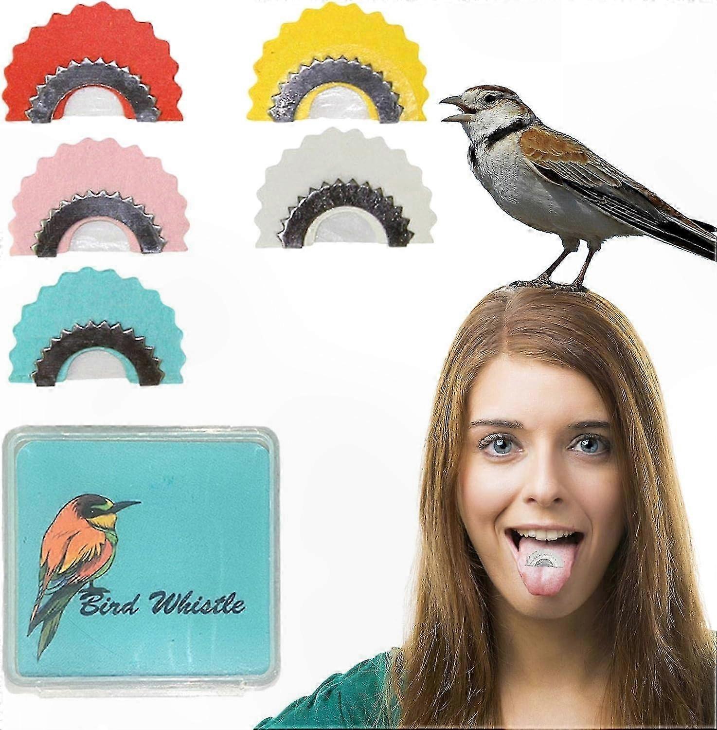 5 Color Bird Whistle Toy, Fun Magic Caller Tongue, Tweeting Noisemaker for Tricks and Gags