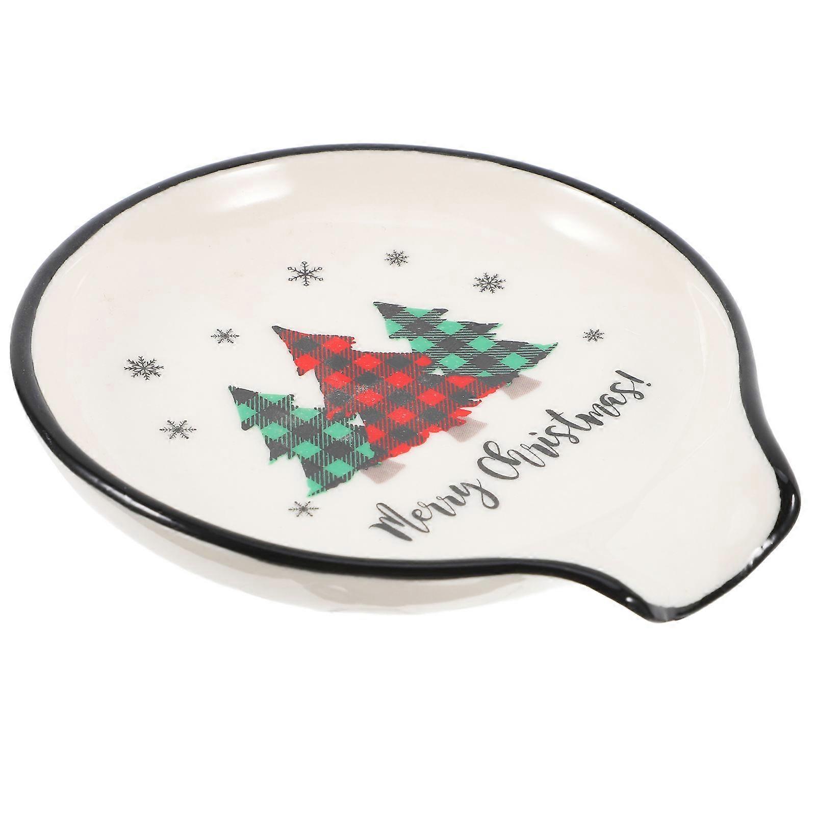 Ceramic Utensil Holder Christmas Tree Spoon Rest for Cooking Enthusiasts 10.00X9.00X2.00CM Multicolor 1Pack