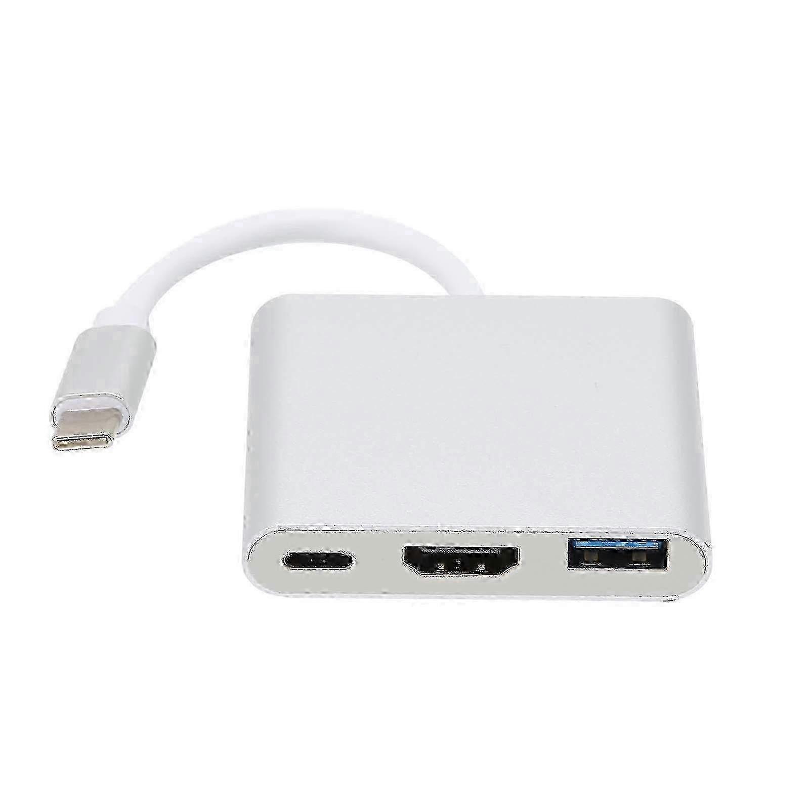 3-in-1 Type C Expansion Hub Cable Splitter with PD & HD Multimedia Interface - USB 3.0 Ports for Enhanced Connectivity