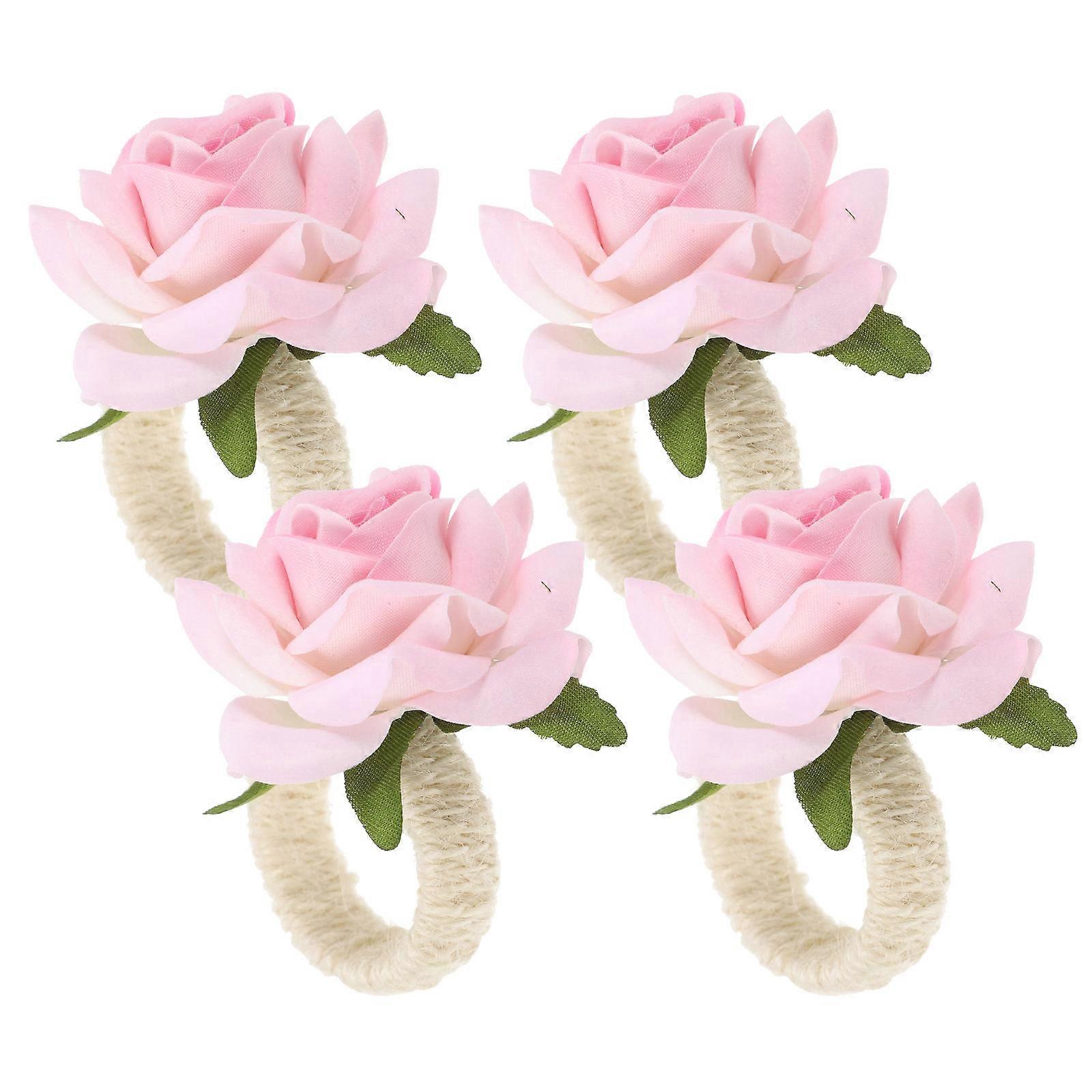 a polished and professional product description based on the title you provided:
**4PCS Artificial Rose Napkin Rings Holders – Elegant Napkin