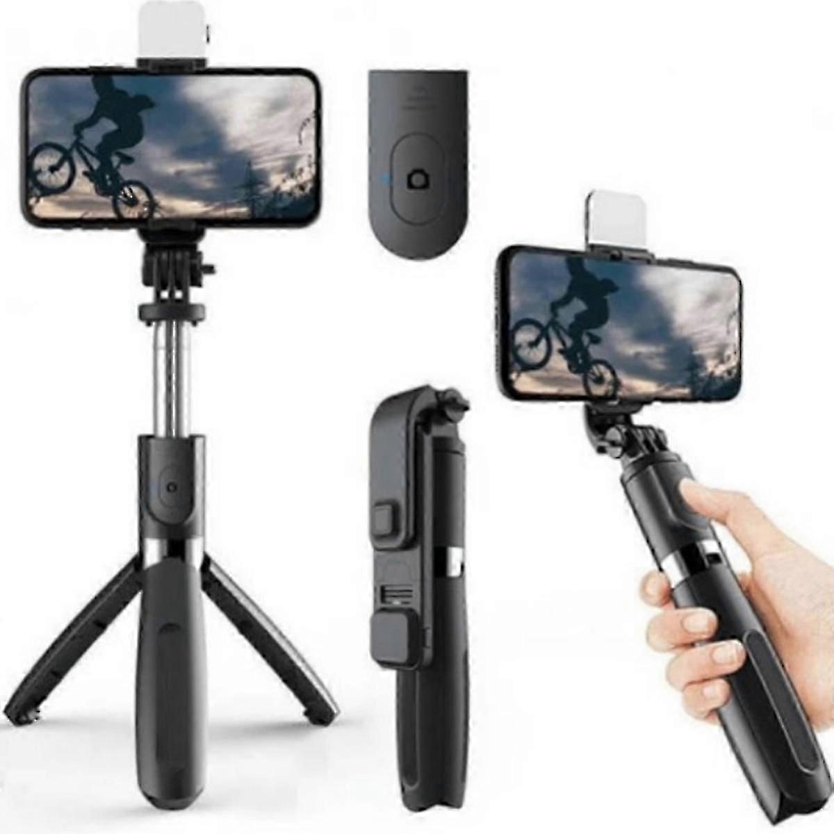 Versatile Selfie Stick Tripod, Ultra-long Extension & Bluetooth Remote Control for Wide Compatibility with Most Smartphones (Black)