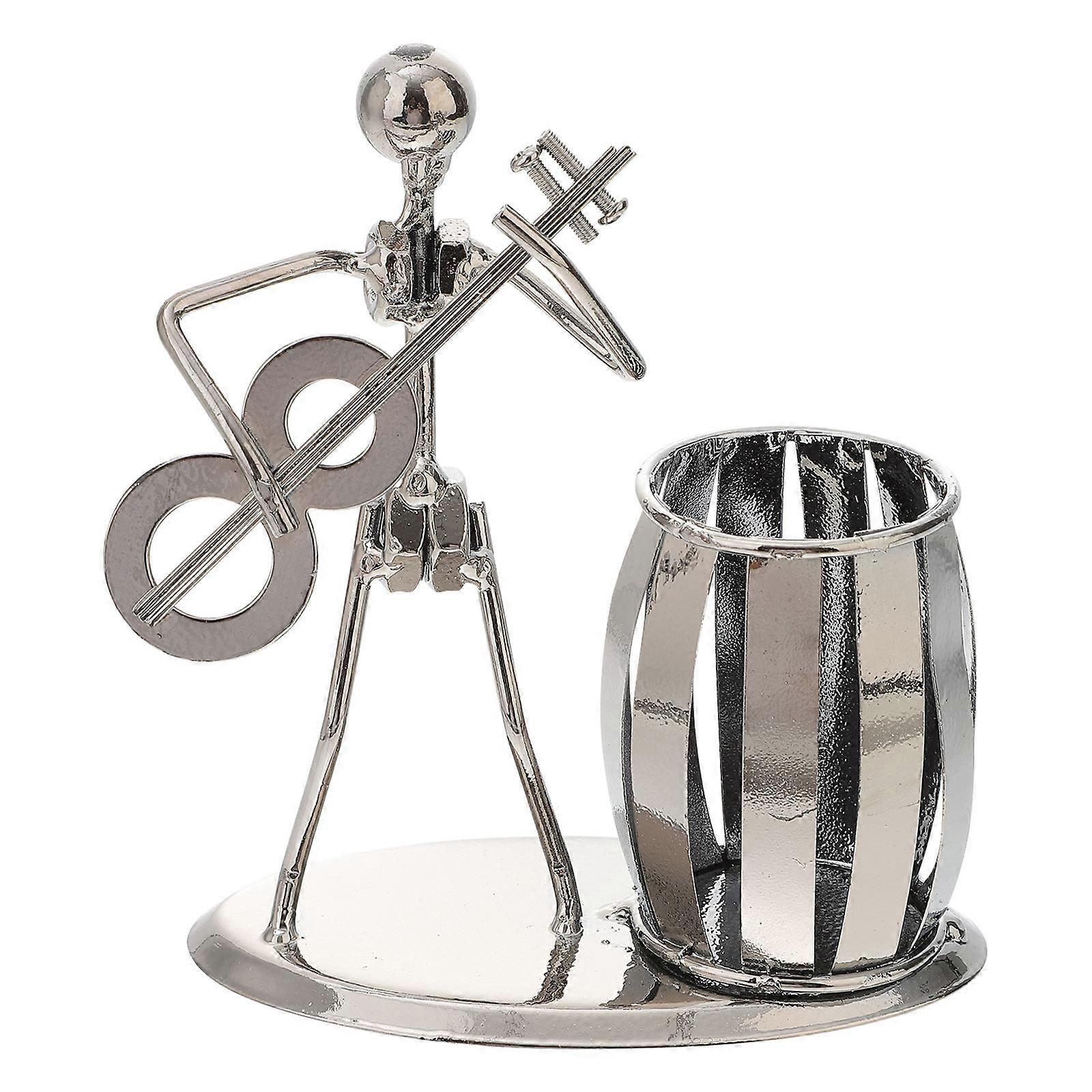 Gorgeous Iron Guitar Decor for Desk Decoration Silver Color Adds Vivid Points to Home Office Space