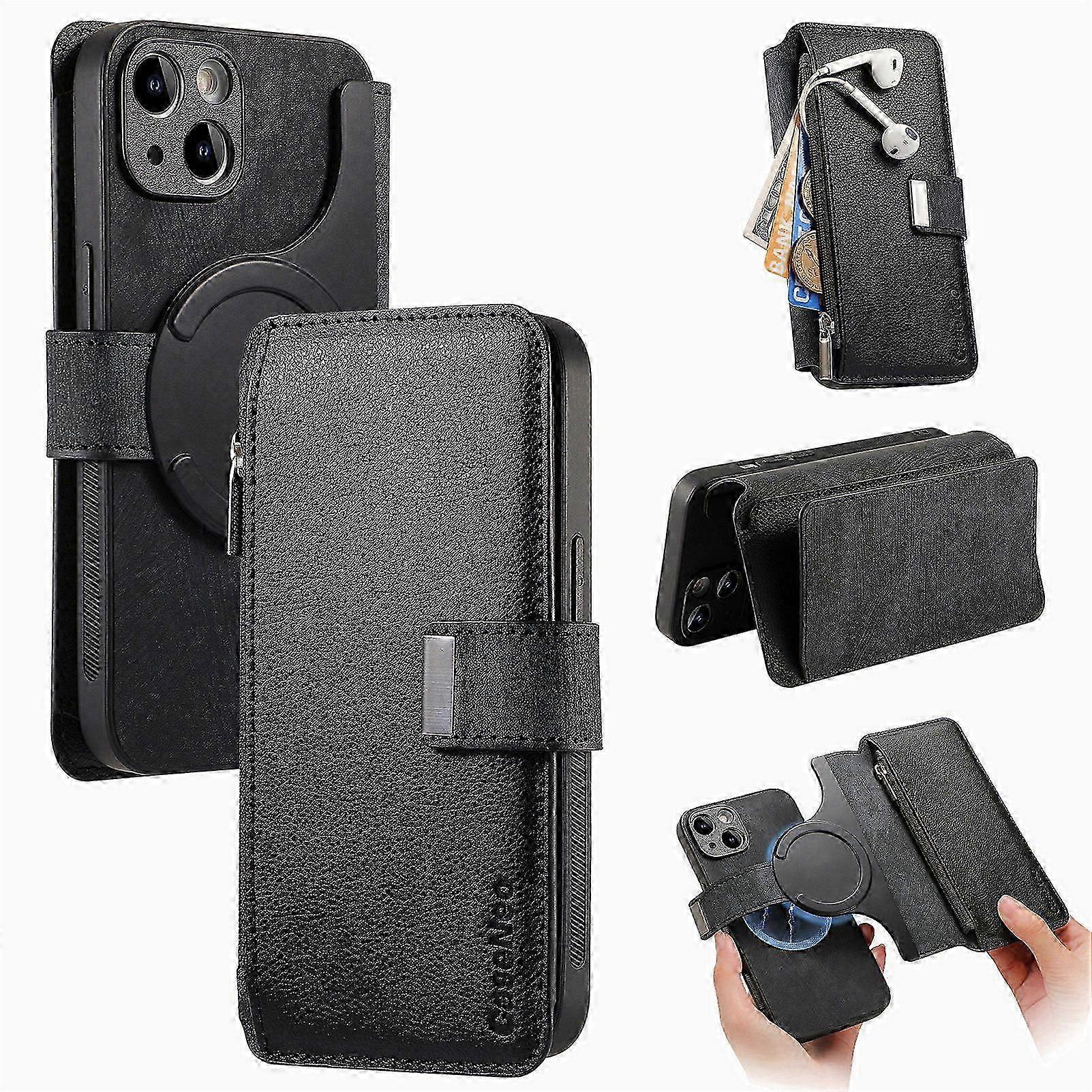 For iPhone Case Anti-theft Brush Magnetic Removal iPhone 15 Leather Case