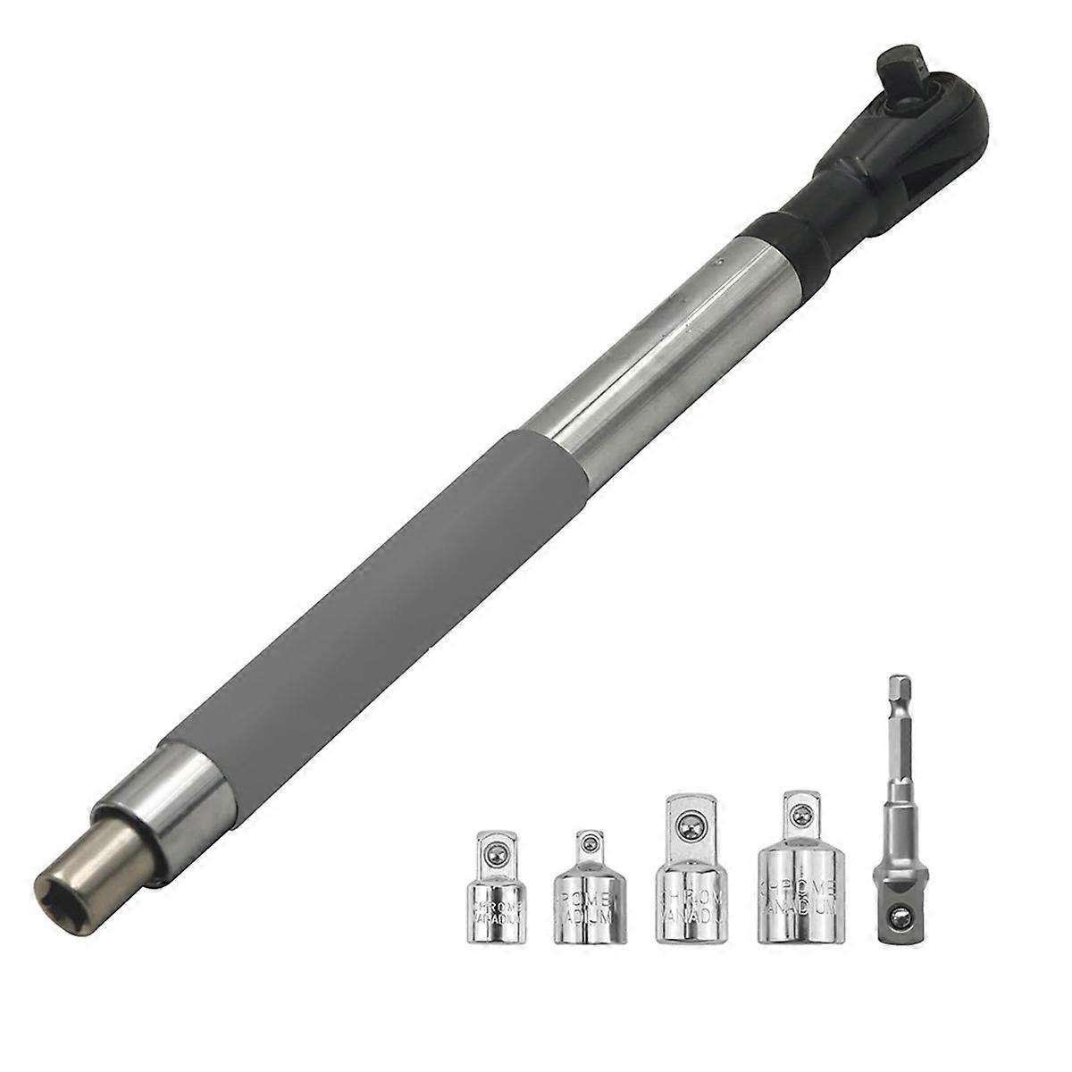 Offset Extension Wrench Impact, Electric Ratchet Wrench, Chain Drive Wrench Extender for 1/2In Sockets Includes Adapters