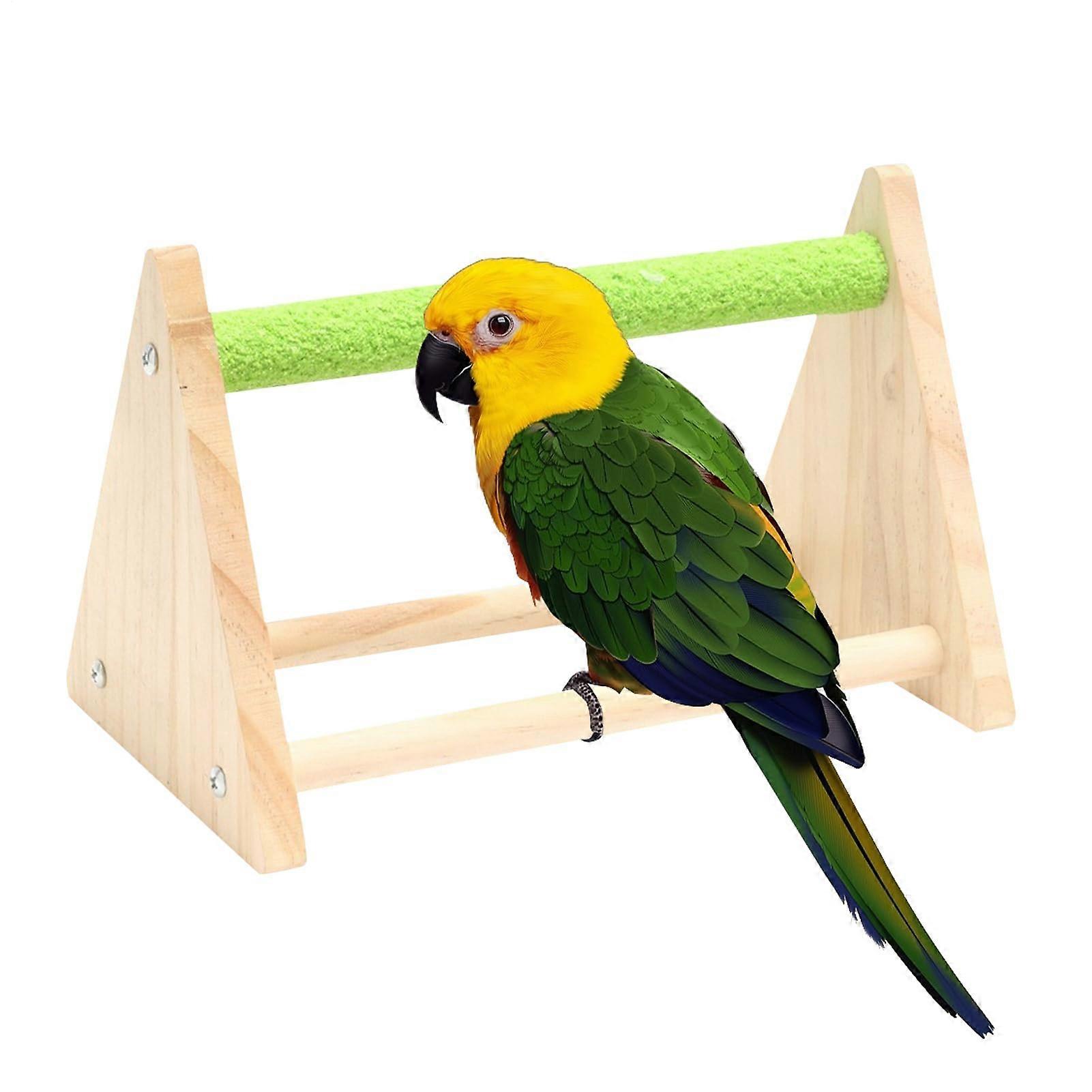 Wooden bird activity play center for canary, cockatiel, finch triangular perch
