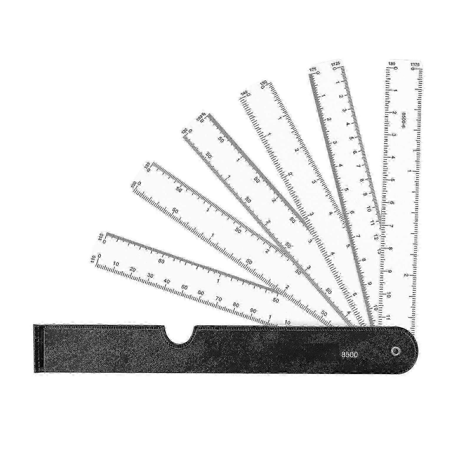Multipurpose Engineering Ruler Folding Portable Ruler Fan Shaped Scale Ruler Ergonomic Handle for Measuring and Drawing