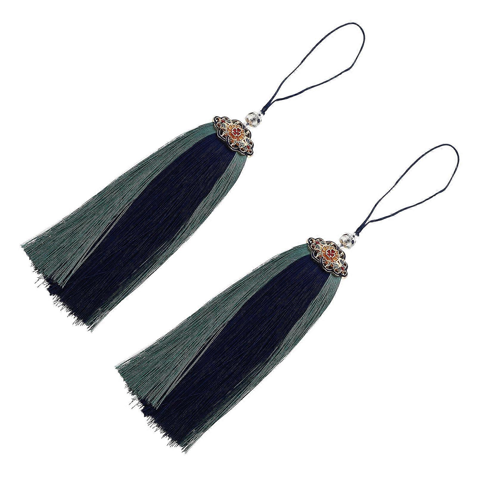 Chinese Tassel Ornaments Double-Color Pendant for Decor 2Pcs Set