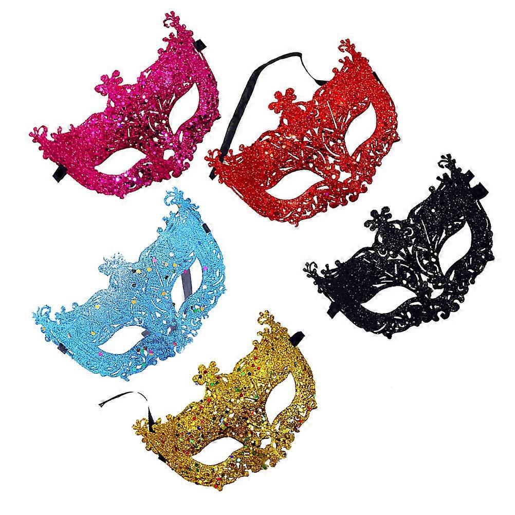 Fox Mask Glitter Masquerade Mask for Dance Party 5Pcs Assorted Colors