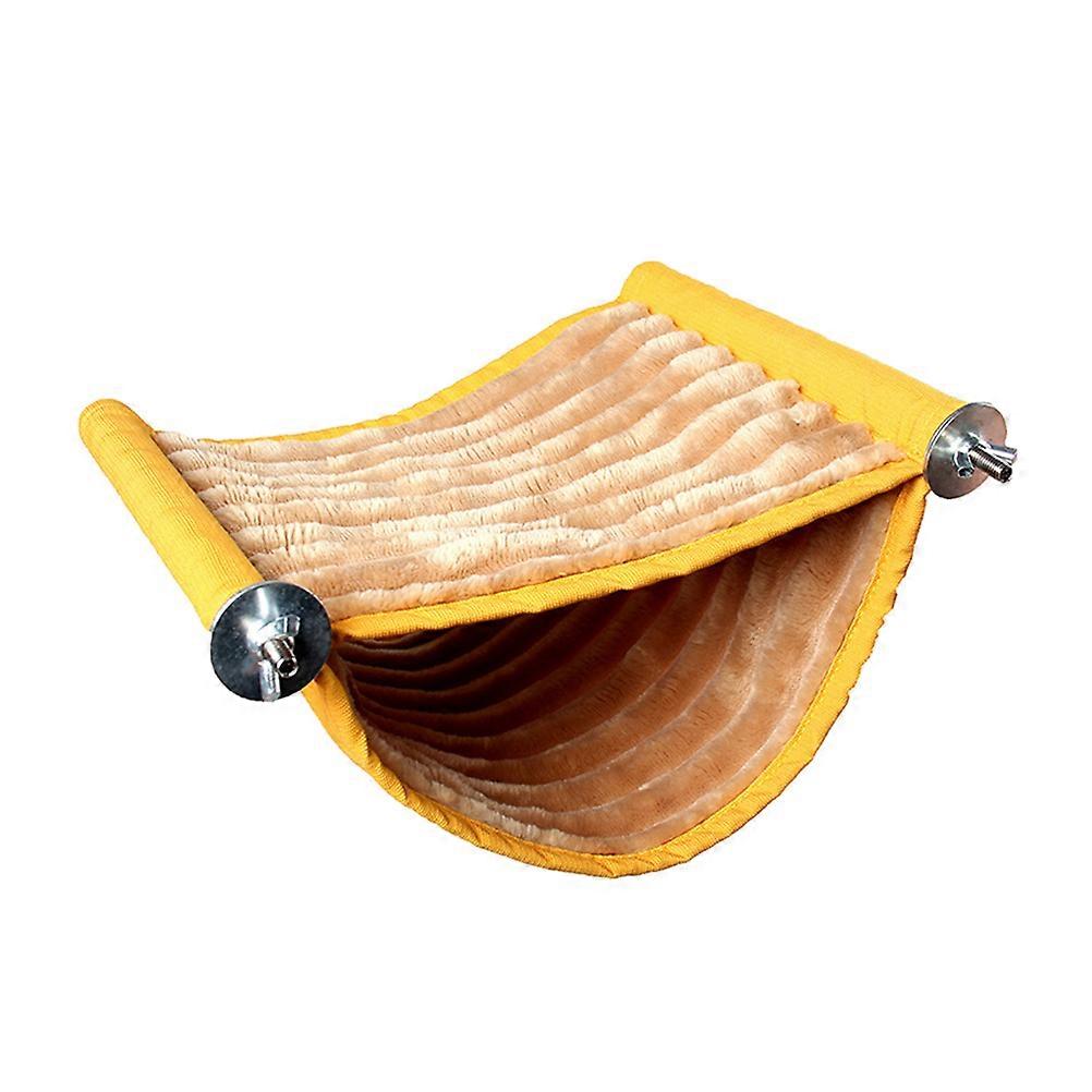 Double Layer Pet Hanging Bed For Hamster Mice And Small Pets Made Of Bamboo In Yellow For Sleeping 1Pcs