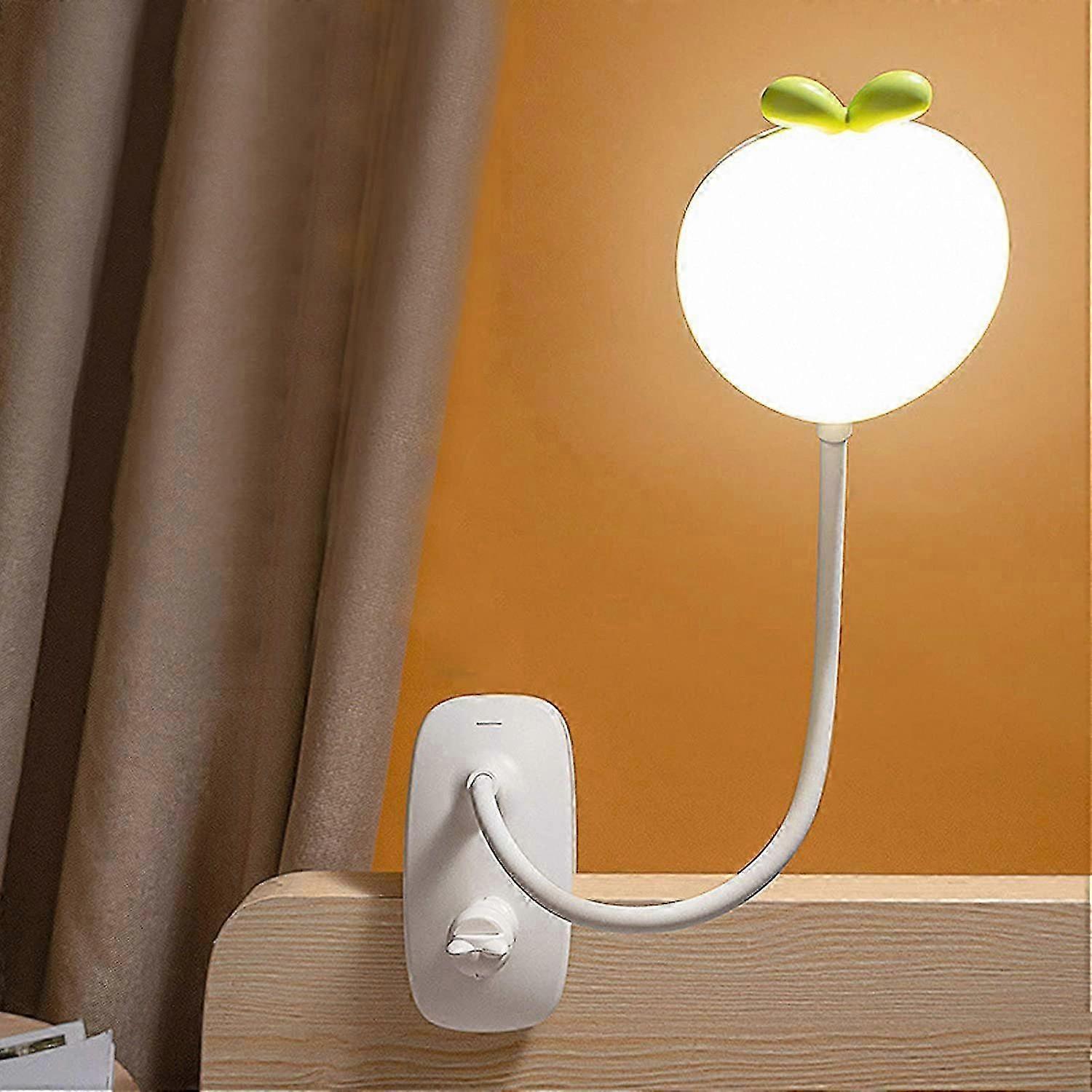 LED Clamp Lamp for Toddler Bed, Flexible 360 Reading Light Clip-on Lamp 3 Lighting Modes and 5 Dimmable, USB Rechargeable Wireless , 2400 mAh, White