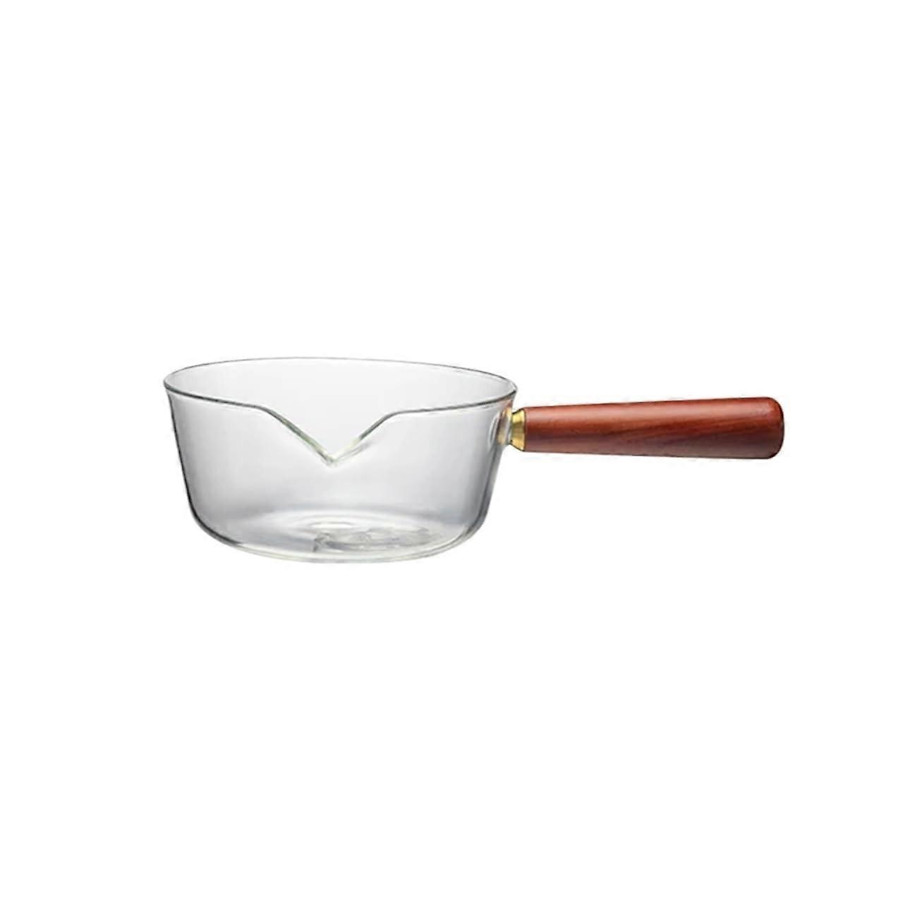 Milk Pot with Handle, Glass Milk Pot with Lid, Gas Stove NonStick Coffee Soup Pot, Kitchen Cookware Tool (650ml)