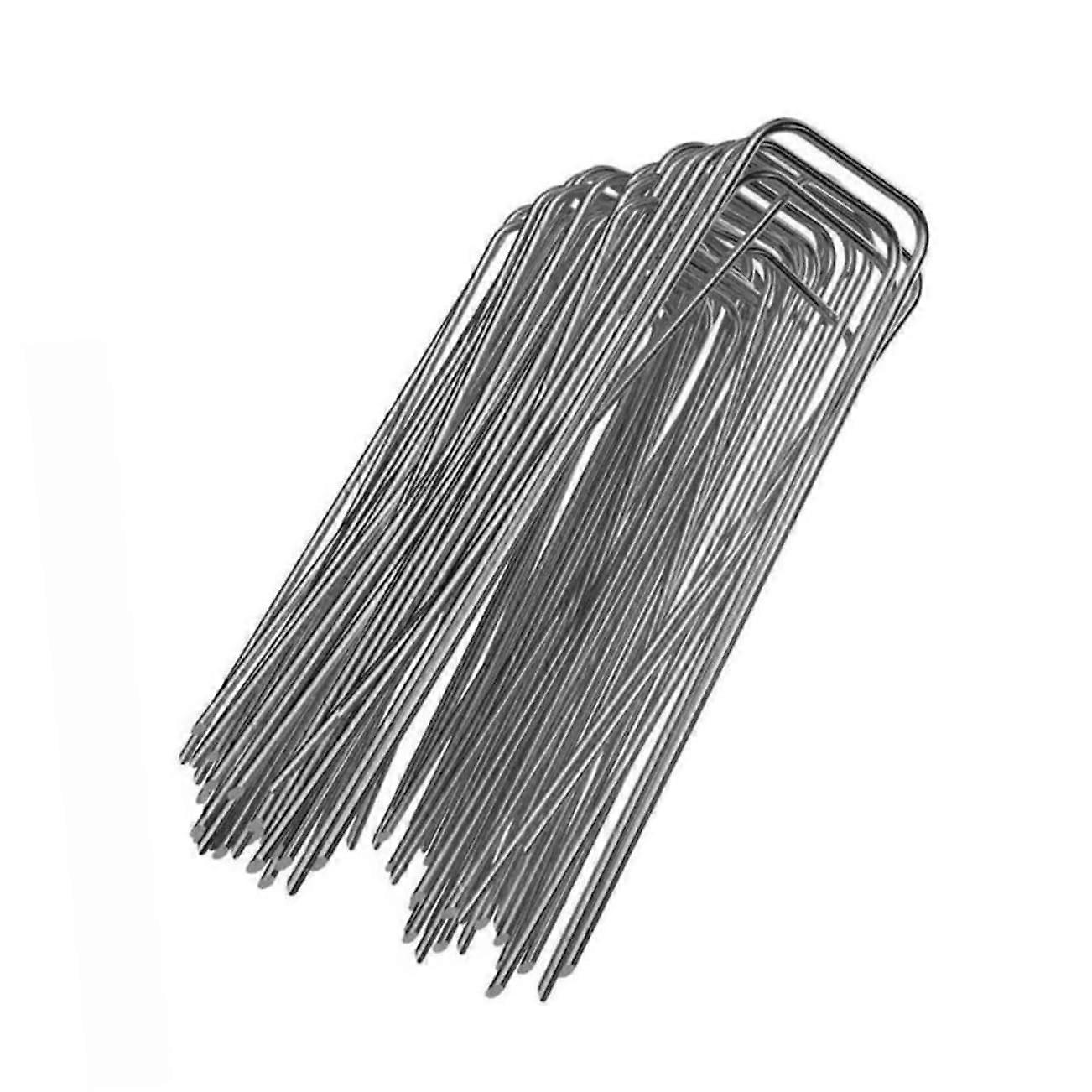 U-Shaped Ground Anchors 50 Pack, Rust-Proof Stakes for Garden Weed Control Fabric and Tent Stabilisation, Heavy Duty Design