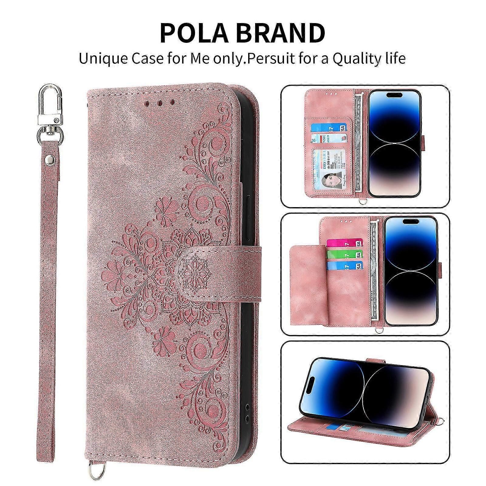 For iPhone 13 Pro Max Case, Leather Wallet Flip Case With Strap
