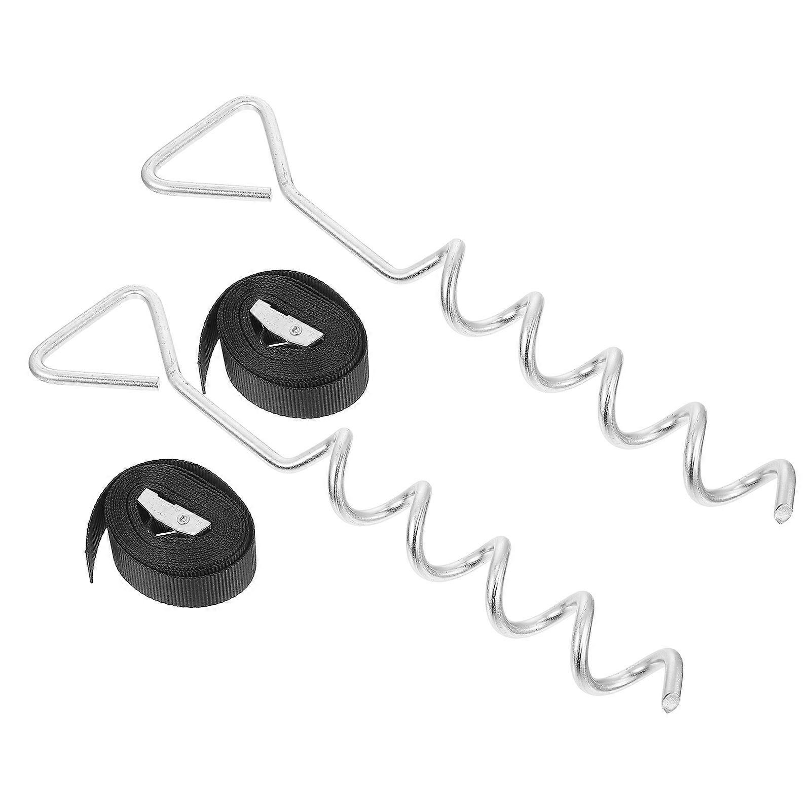 Tie Out Leash Stake Set With Strap Trampoline Anchors Steel Equipment 38X8.5Cm For Binding Chicken 1 Set