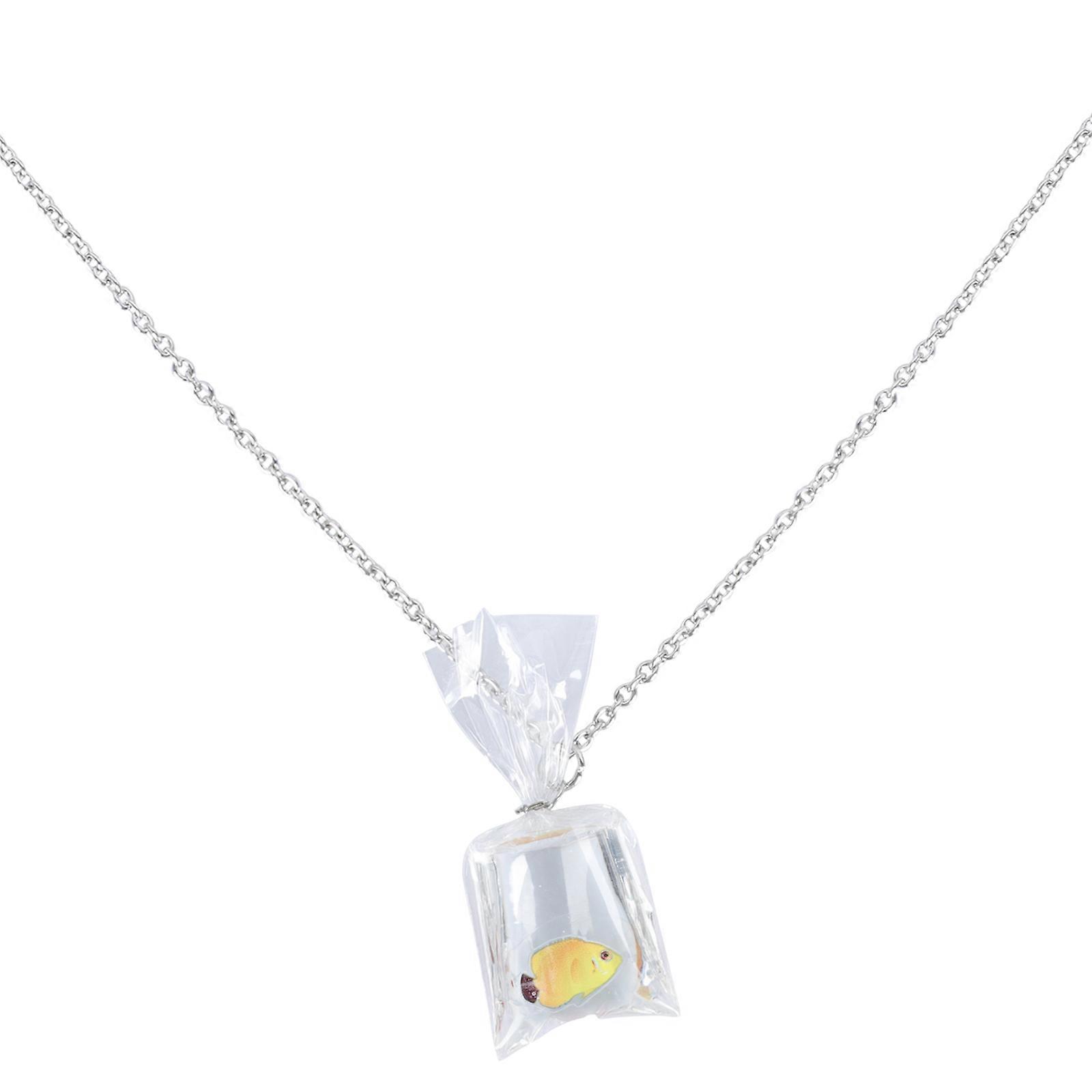 Colar de Peixe Tropical de Resina Amarela para Decoração com Design Único de Bolsa de Água e Fecho 7 polegadas
