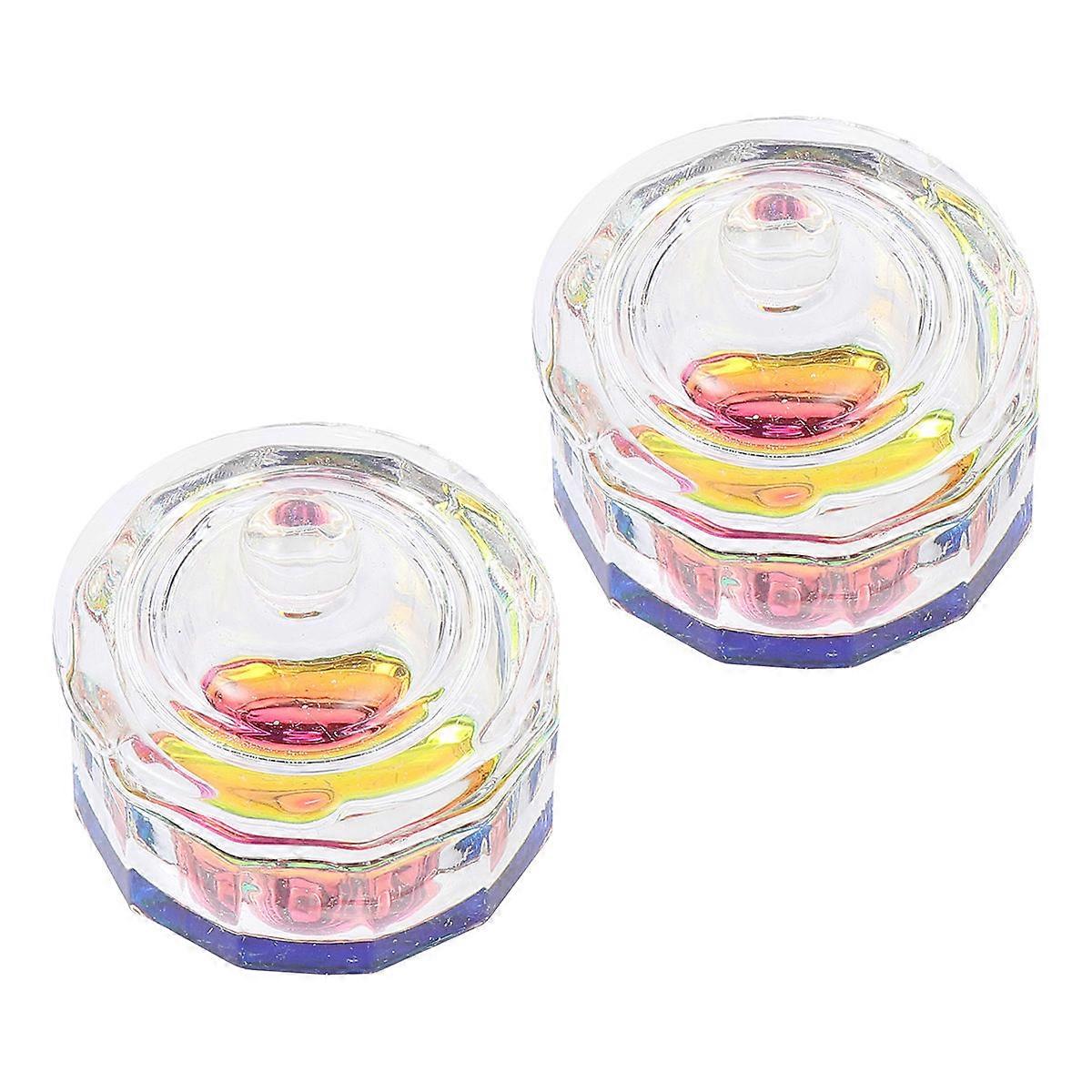 Acrylic Liquid Container Dodecahedron Nail Crystal Bowl for Nail Art – Durable, Easy to Clean, 2pcs Set for Professional and Personal Use