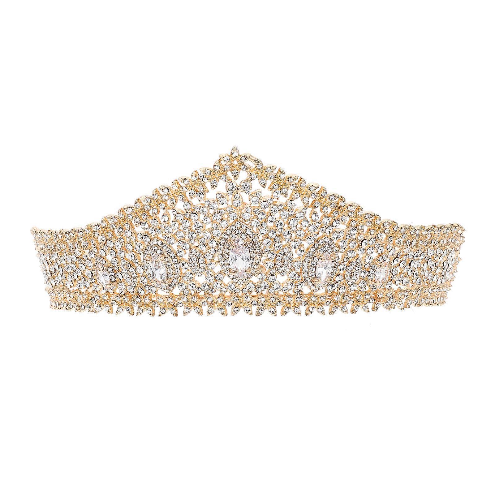 Elegant Golden Alloy Crown Headdress for Decoration with Strong Durability and Delicate .5 Inches