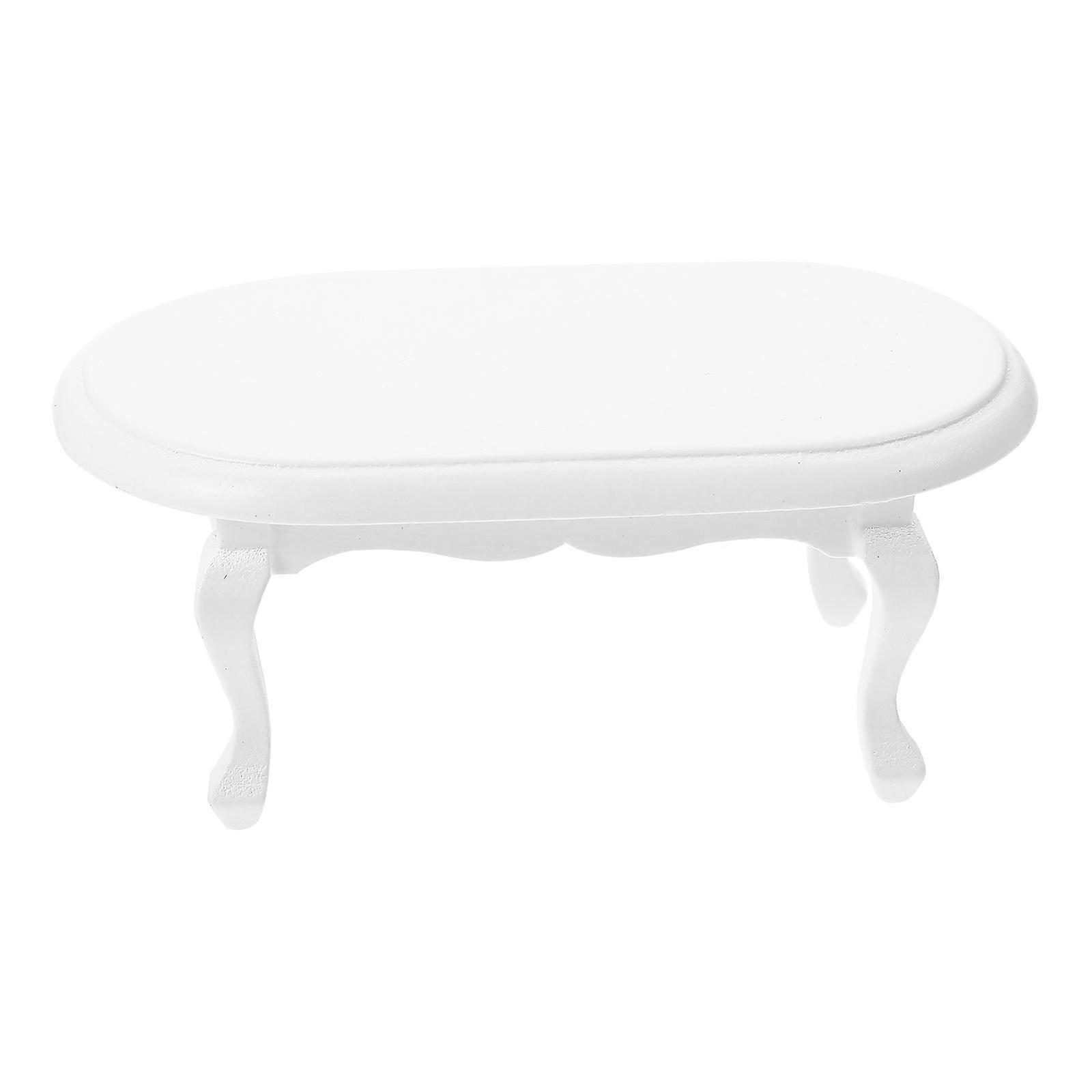 Vintage End Table Mini Table Toy White Oval Decorative Indoor Decor 1 Pcs