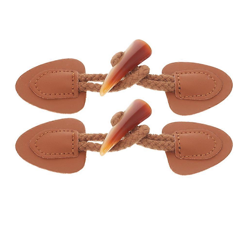 Vintage Sew Faux Toggle Closures with Resin Horn Buttons for Coats, Jackets, Shawls, Windbreakers – DIY Sewing Accessories Set of 2
