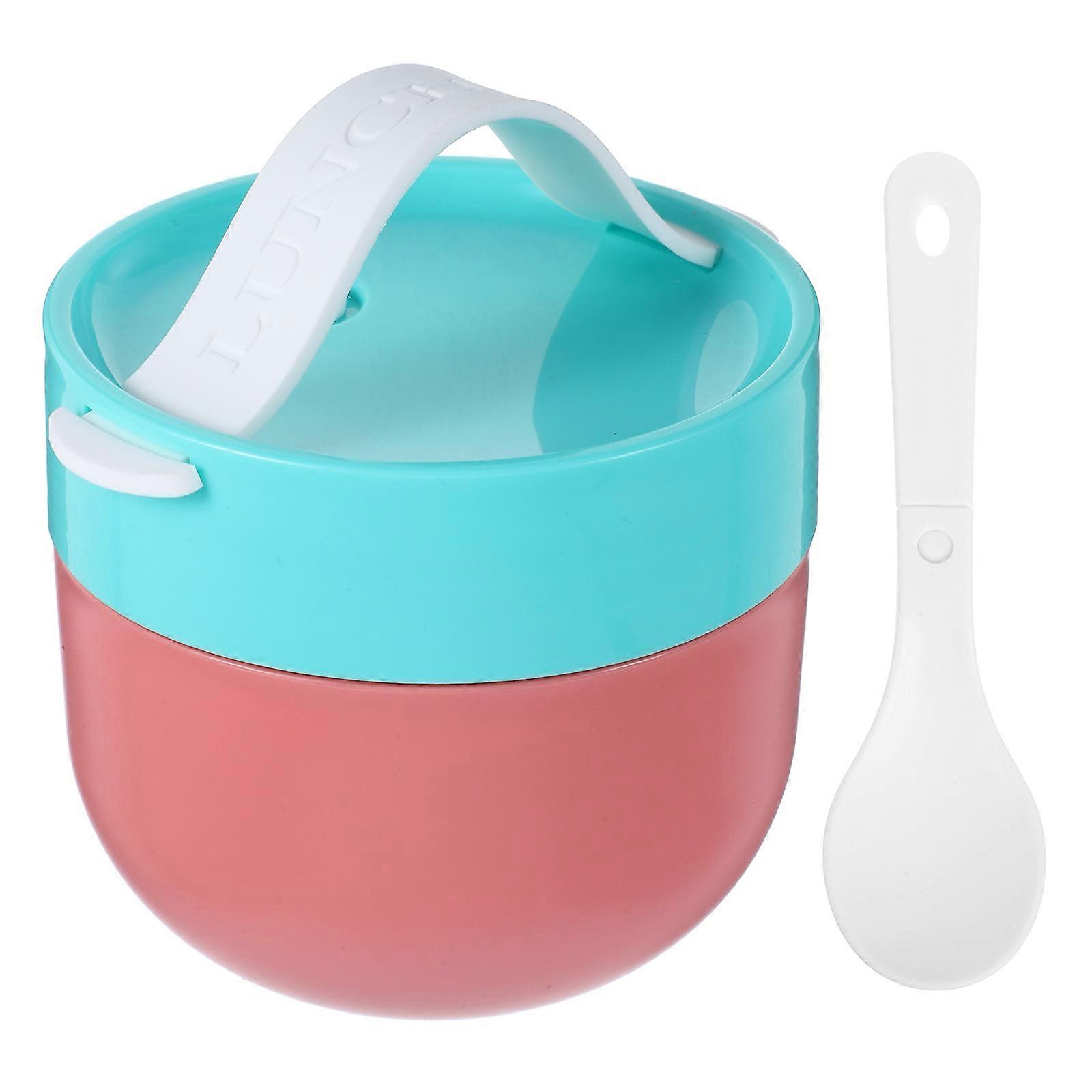 600ml Portable Oatmeal Bowl With Spoon For On The Go Breakfast Container Multi Color Microwave Safe Meal Prep 1Pack