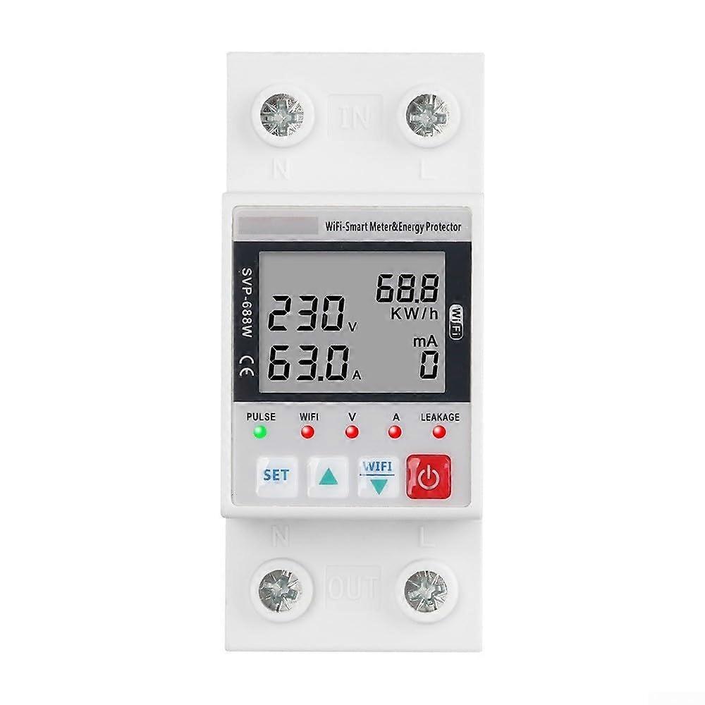 WiFi Smart Energy Protector, Earth Leakage and Voltage Controller, Remote Voice Control for Electronics and Home Appliances