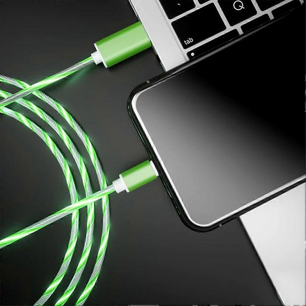 Android/TypeC Fast Charging Cable LED Luminous Glow Flowing USB Cable Colorfu