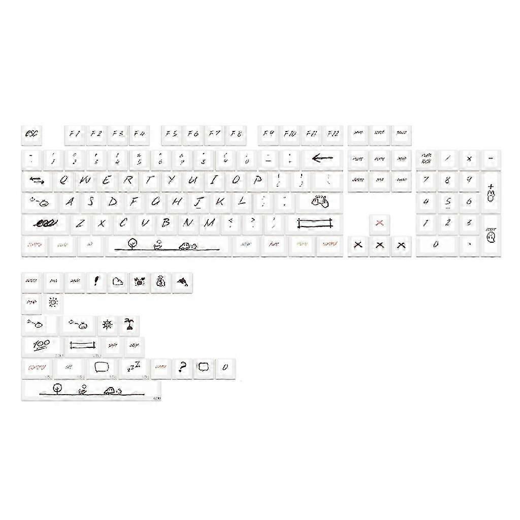 131 Keys Graffiti Style Keycap For Mx Switch Mechanical Gaming Keyboard Minimalist White Cherry Profile PBT Keycaps DIY