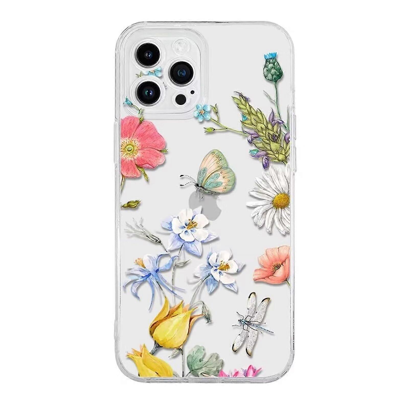 Clear TPU Case for iPhone 11 Pro Max with Butterfly and Flower Design, Slim Scratch‑Resistant Cover