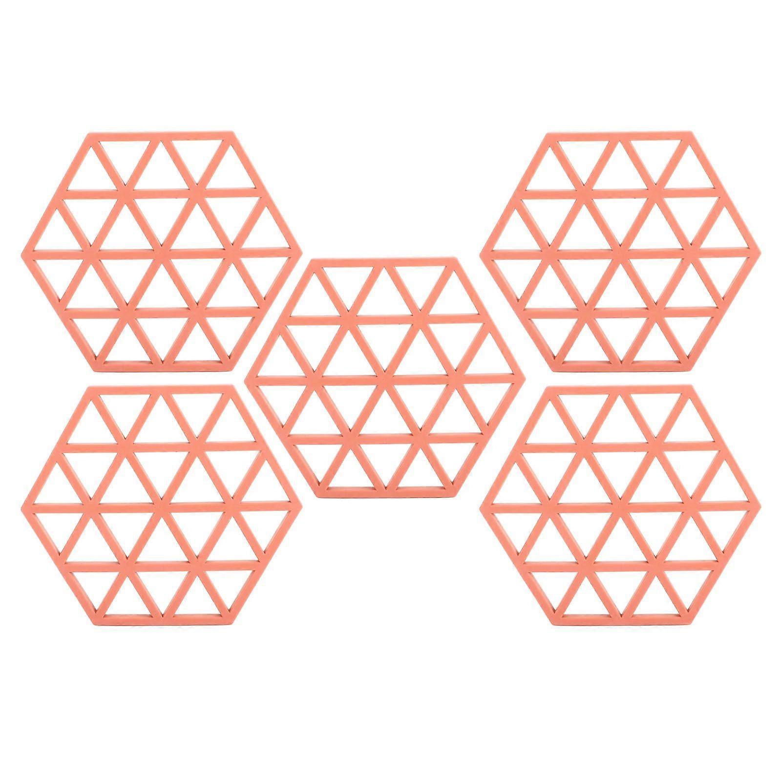 Set de table en silicone de forme hexagonale en 5 pièces Tapis de table à manger d’isolation thermique