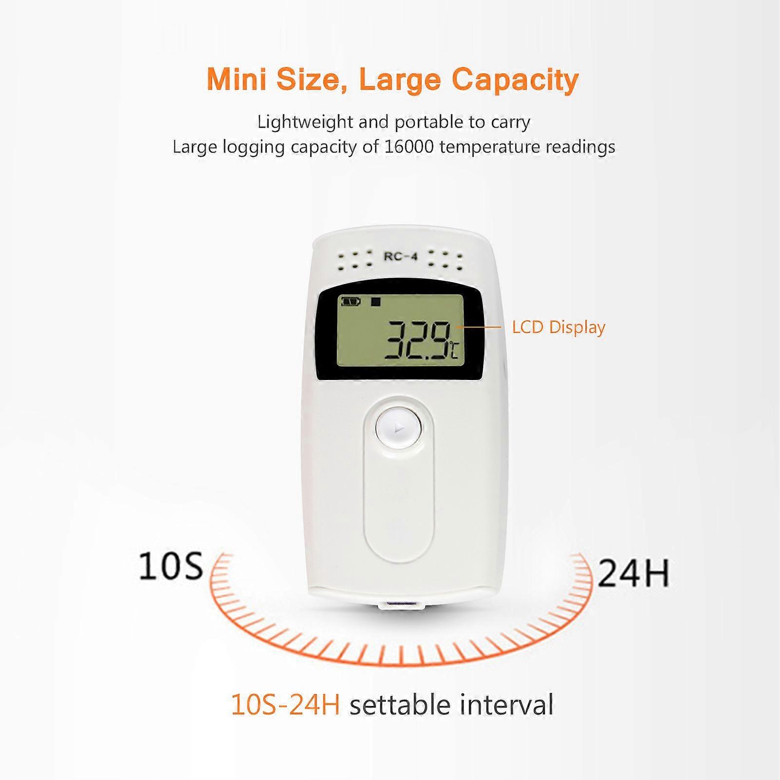 Temperature Data Logger High Accuracy Data Recorder 16000 Points LCD Display Industrial Data Loggers for Cold Chain Transportation