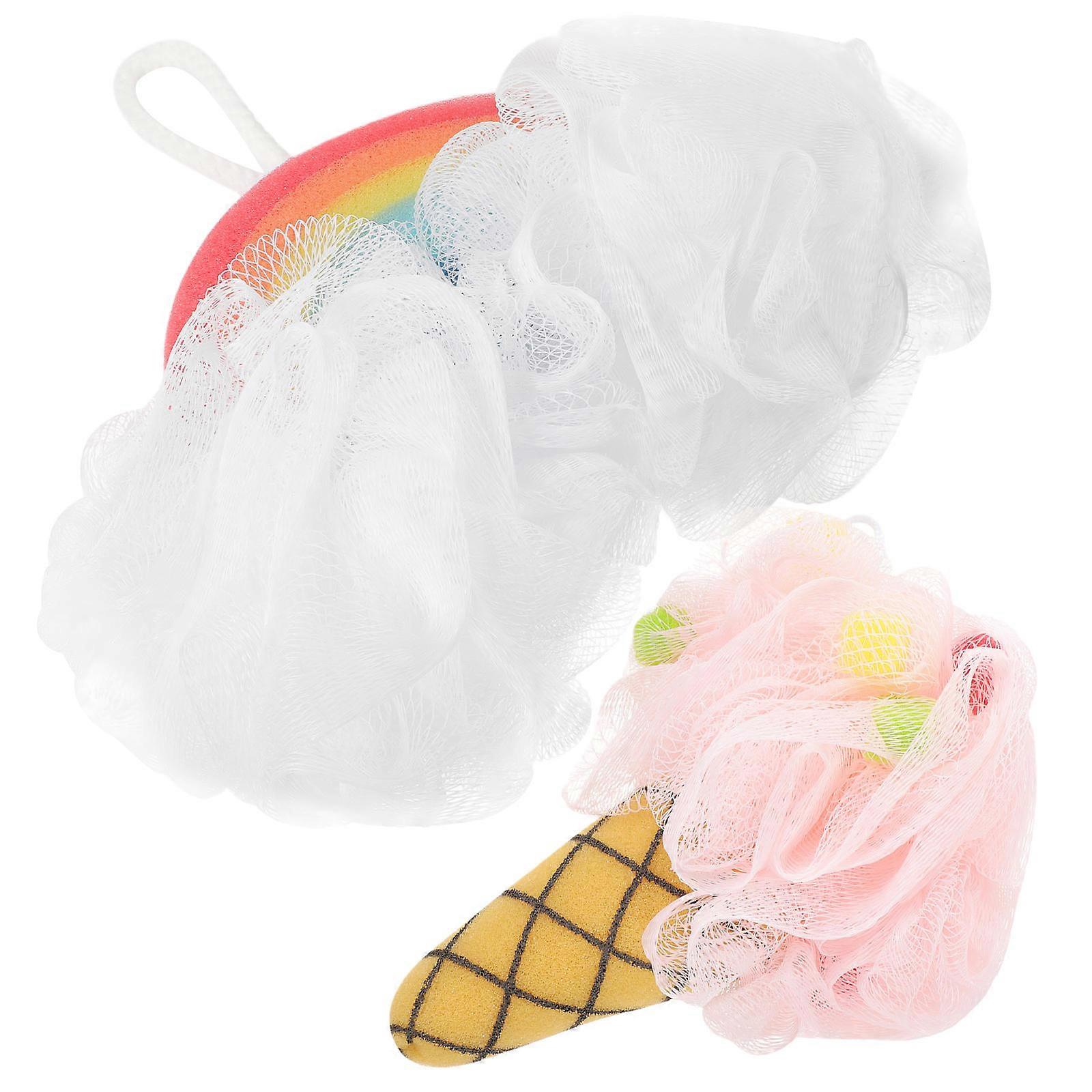 Skin Exfoliator for Body Bathing Scrubber Round Pe Assorted Color for 2Pcs