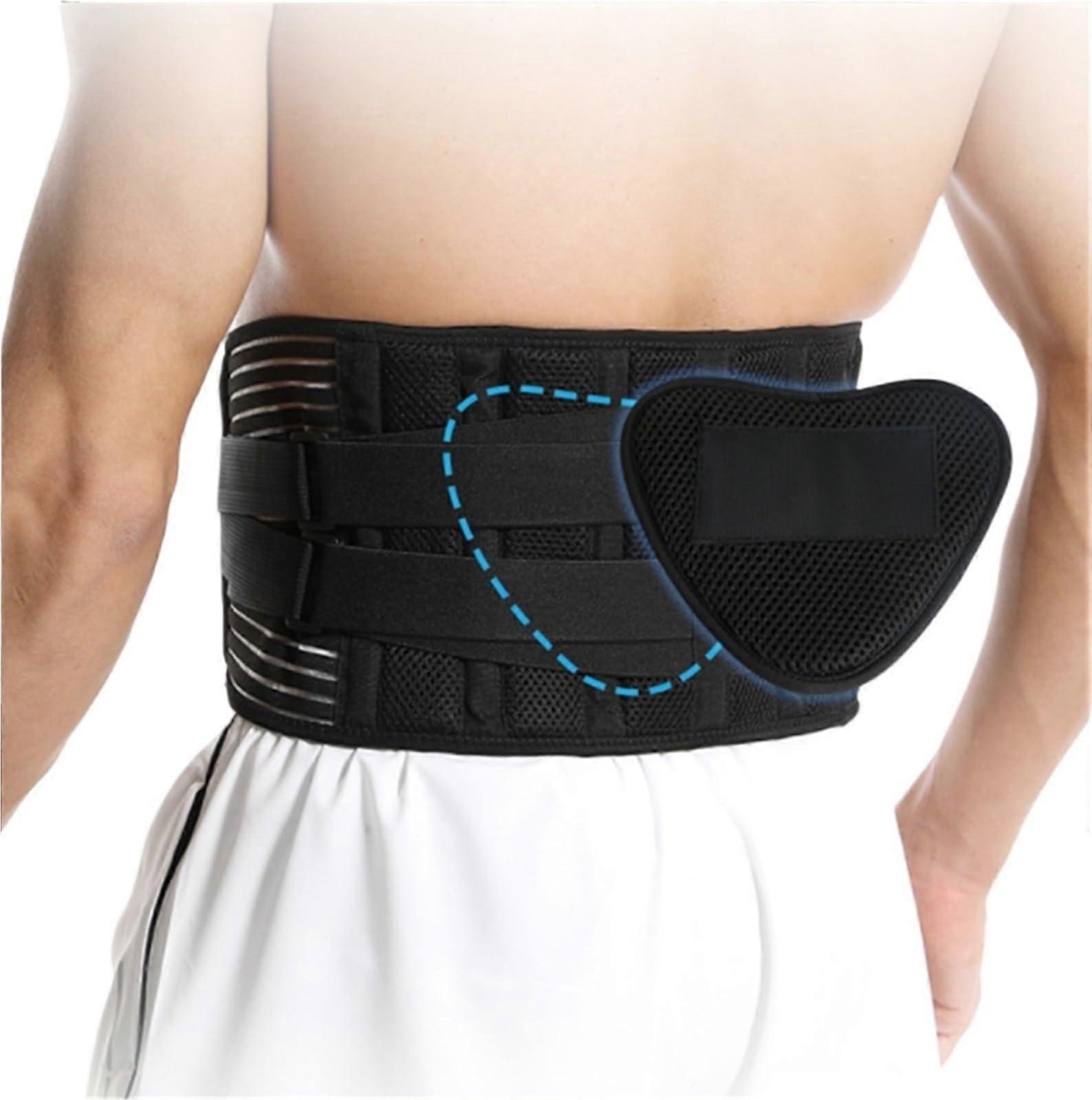 Lumbar Support Belt Back Brace Unisex Adjustable Back Support With Lumbar Cushion Black Size L