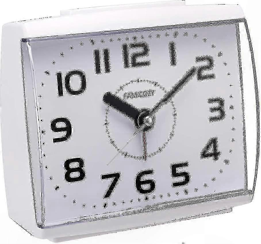 Large Number Alarm Clock with Backlight and Snooze, Quiet Non-Ticking, Battery Operated, White