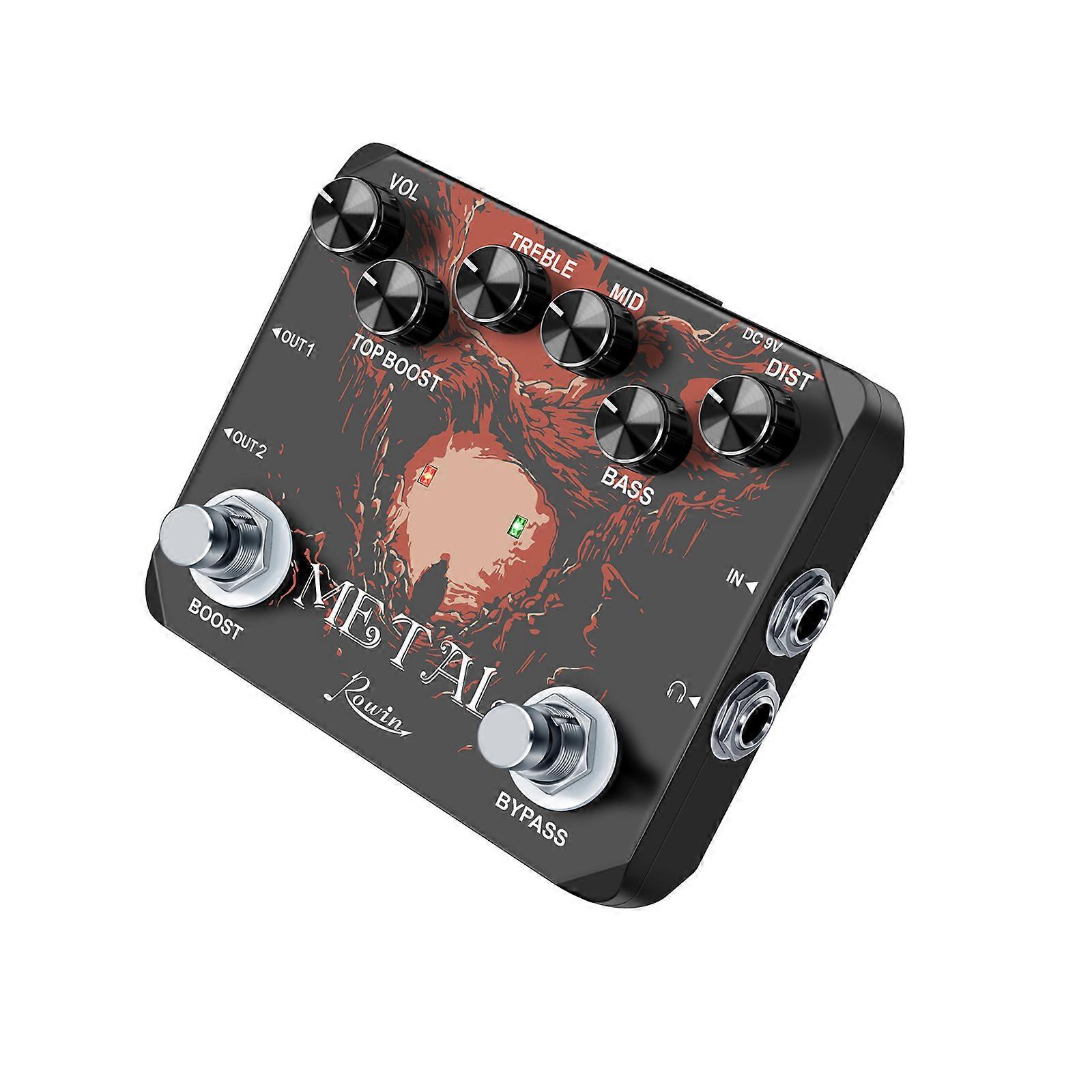 Rowin Metall Gitarren Effektpedal 11x9x2cm True Bypass DC 9V