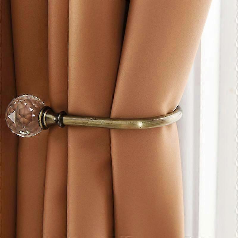 Curtain Tiebacks Wall Hooks U Metal Curtain Tiebacks, Metallic Curtain -2 Pack (Bronze)
