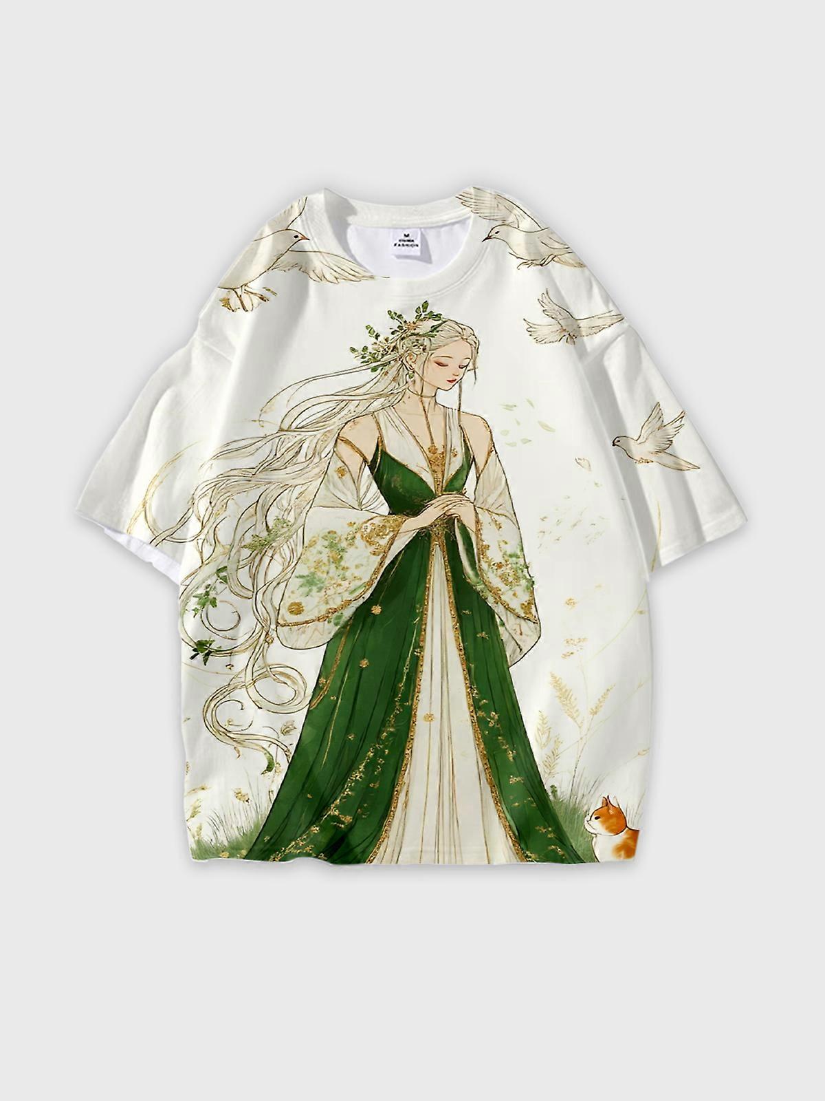 T-Shirt Short Sleeve Round Neck, Summer Casual Loose Graphic Tee, Unisex Pattern V2433