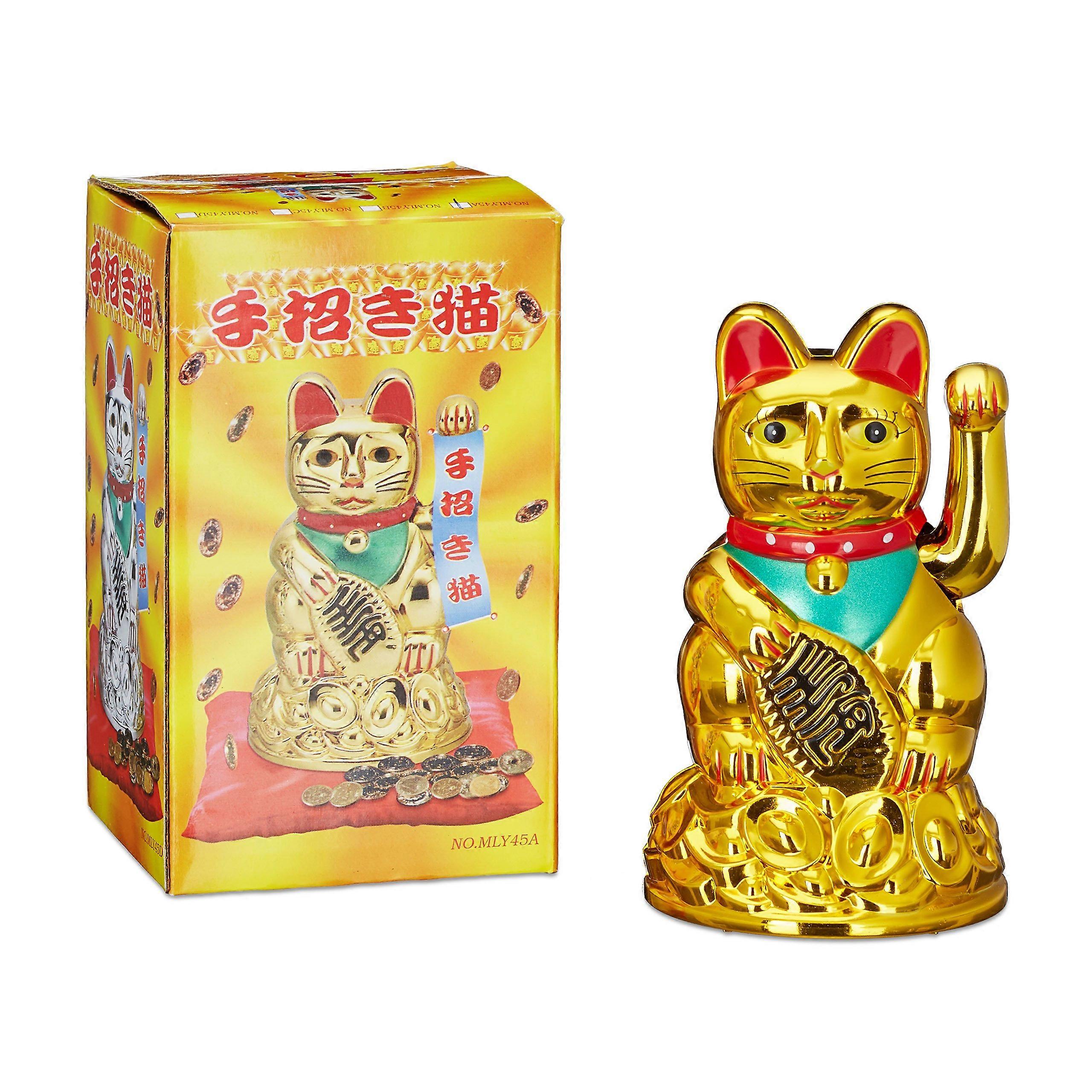 Maneki Neko Waving Cat Good Luck Bringer Gold 6.5 X 6.5 X 11 Cm