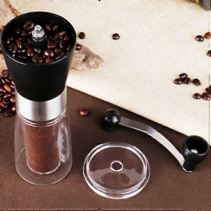 Coffee Grinder - Manual - Stainless Steel - Ceramic Grinder - Compact - Silver