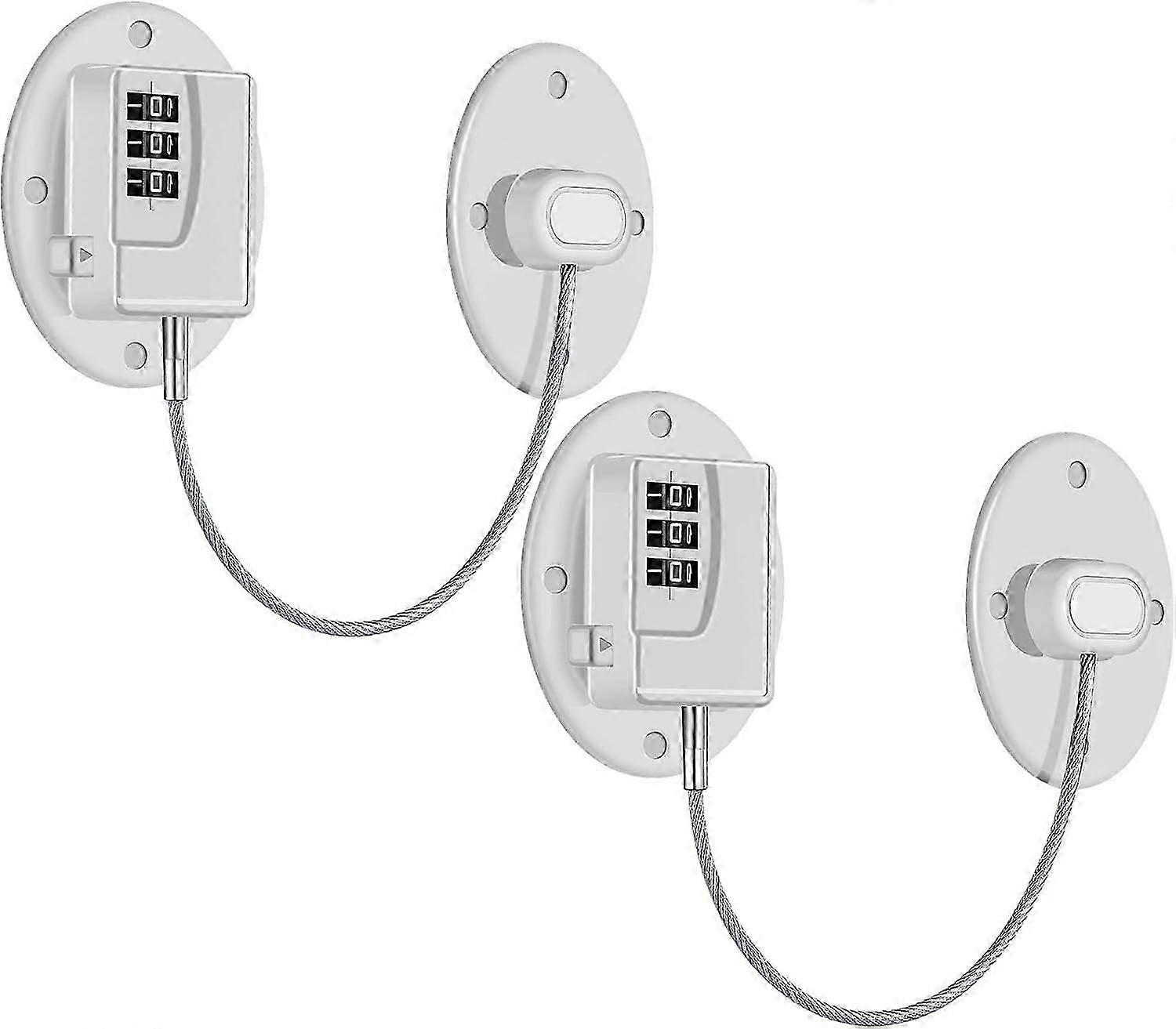 2 Pack Refrigerator Lock - 3 Digit Cable Fridge Lock, Child Proof Cabinet Locks(White)