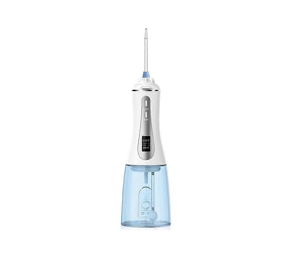 Rechargeable cordless water flosser, 350 ml water tank, 5 modes, LED display, replaceable nozzle, suitable for travel(white)