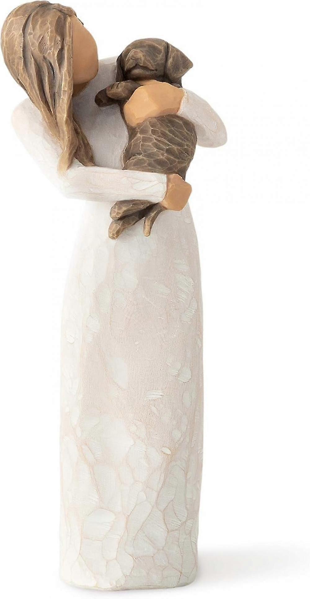 Une amitié joyeuse, exprime la relation avec un chien de compagnie très aimé, figure sculptée peinte à la main