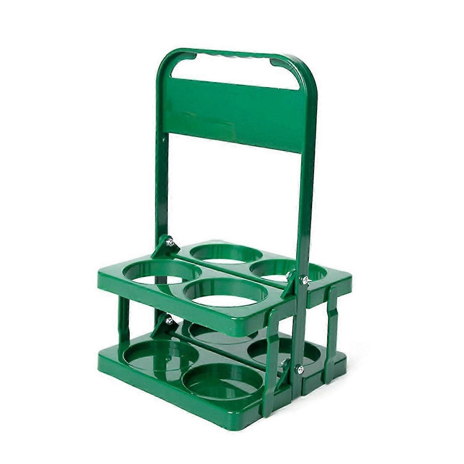 4 Holes Foldable Plastic Beverage Carrier, with Handle Green